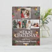 eenvoudige elegante familie kerst fotocollege feestdagenkaart (Staand voorkant)