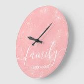 Eenvoudige elegante familie tekst roze grote klok (Hoek)