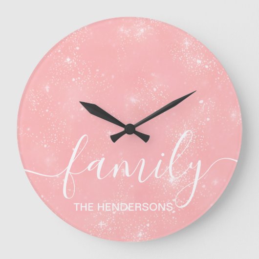 Eenvoudige elegante familie tekst roze grote klok (Voorkant)