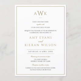 Eenvoudige Elegante Faux Gold Classic Monogram Huw Kaart