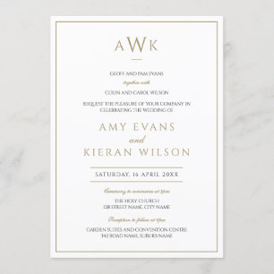 Eenvoudige Elegante Faux Gold Classic Monogram Huw Kaart