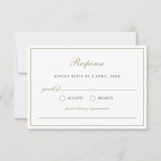Eenvoudige elegante Faux Gold Classic Typografie RSVP Kaartje (Voorkant)