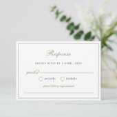 Eenvoudige elegante Faux Gold Classic Typografie RSVP Kaartje (Staand voorkant)
