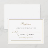 Eenvoudige elegante Faux Gold Classic Typografie RSVP Kaartje (Voorkant / Achterkant)