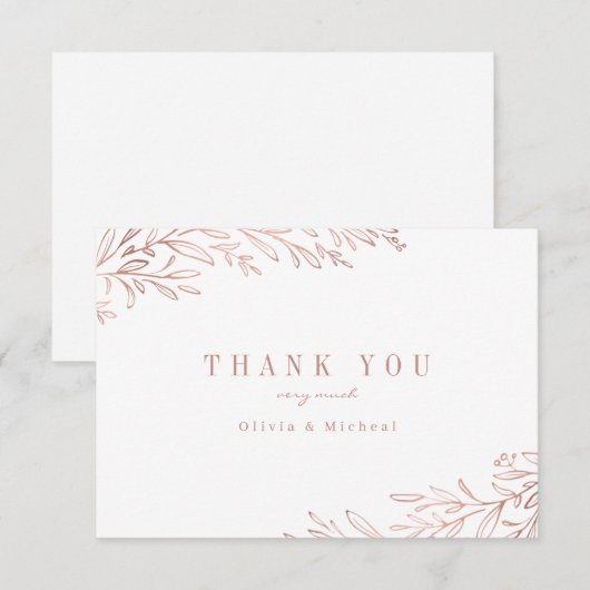 Eenvoudige elegante faux roos gouden vergulde bota bedankkaart (Voorkant / Achterkant)