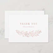 Eenvoudige elegante faux roos vergulde botanische bedankkaart (Voorkant / Achterkant)