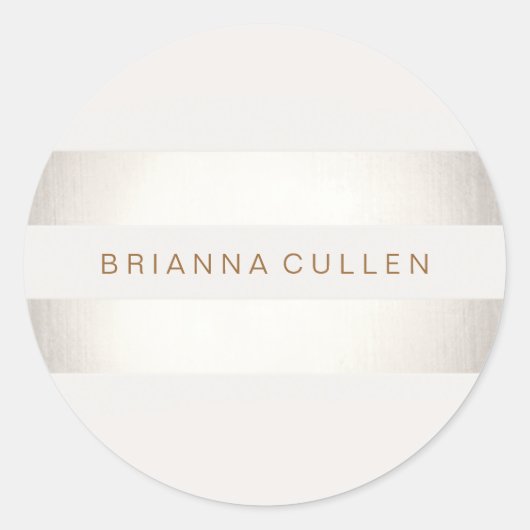 Eenvoudige elegante FAUX Silver en White Striped Ronde Sticker (Voorkant)
