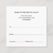 Eenvoudige Elegante Faux Zilveren Schoonheid Salon Vierkante Visitekaartje (Achterkant)