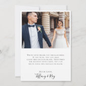 Eenvoudige elegante flatfoto Hartelijk dank Bedankkaart (Achterkant)