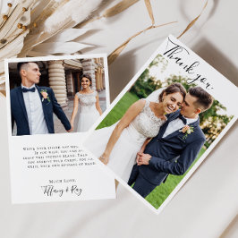 Eenvoudige elegante flatfoto Hartelijk dank Bedankkaart