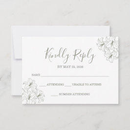 Eenvoudige Elegante Flora Hoeken Trouw Sage RSVP Kaartje