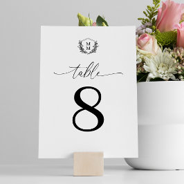 Eenvoudige Elegante Floral Crest Monogram Bruiloft Kaart