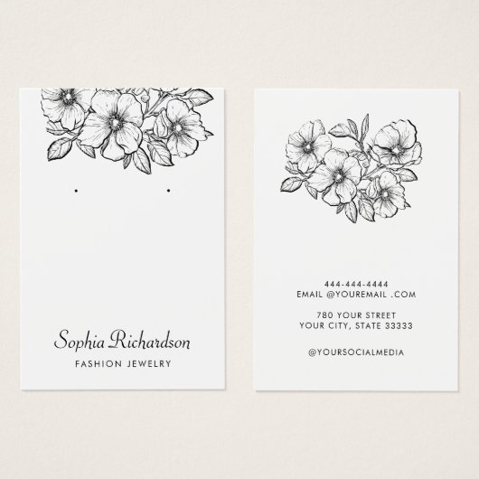 Eenvoudige elegante  Floral Earring Display Kaart (Voorkant /achterkant)