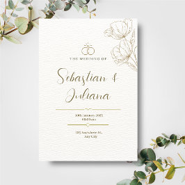 Eenvoudige Elegante Floral gepersonaliseerde foto Folie Uitnodiging