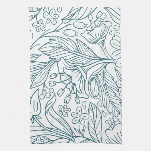 Eenvoudige elegante Floral Hibiscus Leaves | Theedoek (Verticaal)