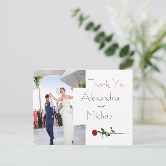 Eenvoudige elegante Floral Weddenschap Hartelijk d Briefkaart (Staand voorkant)