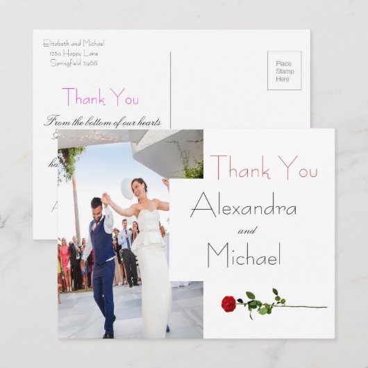 Eenvoudige elegante Floral Weddenschap Hartelijk d Briefkaart (Voorkant / Achterkant)