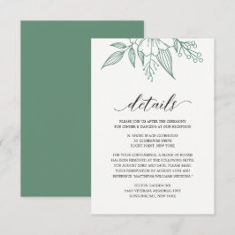 Eenvoudige Elegante Floral Wedding Mint Enclosure  Informatiekaartje
