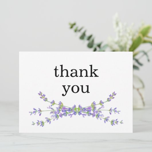 Eenvoudige elegante florale minimalistische lavend bedankkaart (Staand voorkant)