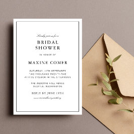 Eenvoudige Elegante Formele Witte & Zwarte Bruidsb Kaart