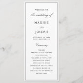 Eenvoudige Elegante Formele Witte & Zwarte Trouwda Programmakaart (Voorkant)