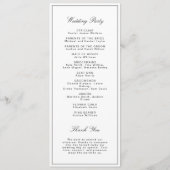 Eenvoudige Elegante Formele Witte & Zwarte Trouwda Programmakaart (Achterkant)