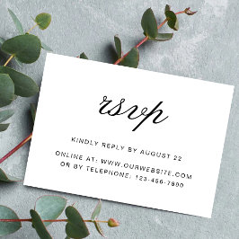 Eenvoudige Elegante Formele Witte & Zwarte Trouwda RSVP Kaartje