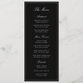 Eenvoudige Elegante Formele Zwarte & Witte Bruilof Menu (Voorkant)