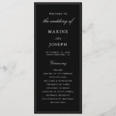 Eenvoudige Elegante Formele Zwarte & Witte Bruilof Programmakaart (Voorkant)