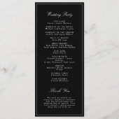 Eenvoudige Elegante Formele Zwarte & Witte Bruilof Programmakaart (Achterkant)