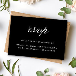 Eenvoudige Elegante Formele Zwarte & Witte Bruilof RSVP Kaartje