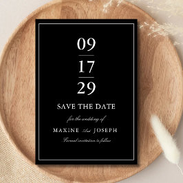 Eenvoudige Elegante Formele Zwarte & Witte Bruilof Save The Date