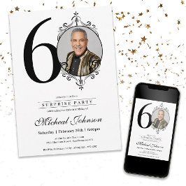 Eenvoudige elegante foto 60e verjaardag Surprise P Kaart