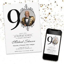 Eenvoudige elegante foto 90e verjaardag verrassing kaart