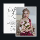 Eenvoudige Elegante Foto Bat Mitzvah Verjaardag Bedankkaart<br><div class="desc">Eenvoudige Elegante Foto Bat Mitzvah Verjaardag Bedankkaart heeft de elegante tekst "Dank je wel" in witte kalligrafie op de voorkant met jouw persoonlijke bericht op de achterkant. Personaliseer door de tekst in de tekstvakken te bewerken. Ontworpen door ©Evco Studio www.zazzle.com/store/evcostudio</div>