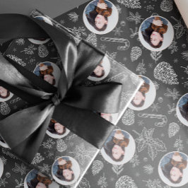 Eenvoudige elegante foto Black Christmas Cadeaupapier