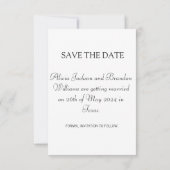 Eenvoudige elegante foto Black White Text Wedding Save The Date (Achterkant)