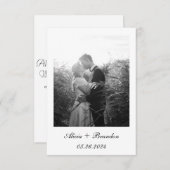 Eenvoudige elegante foto Black White Text Wedding Save The Date (Voorkant / Achterkant)