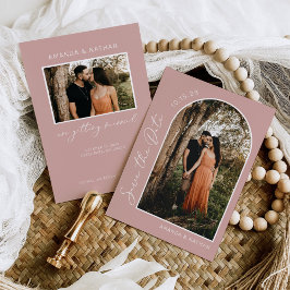 Eenvoudige elegante foto Blush Pink Weddenschap Save The Date