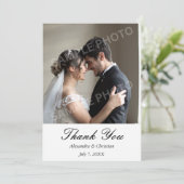 Eenvoudige elegante foto bruiloft dank u bericht t bedankkaart (Staand voorkant)