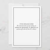 Eenvoudige elegante foto bruiloft dank u bericht t bedankkaart (Achterkant)