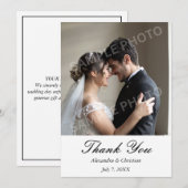 Eenvoudige elegante foto bruiloft dank u bericht t bedankkaart (Voorkant / Achterkant)