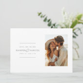 Eenvoudige elegante foto bruiloft dank u kaart een (Staand voorkant)