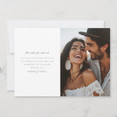 Eenvoudige elegante foto bruiloft dank u kaart een (Achterkant)