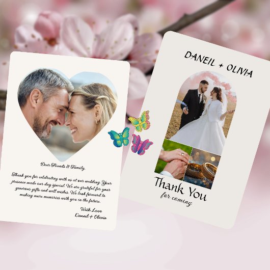 Eenvoudige elegante foto bruiloft dank u kaart S N