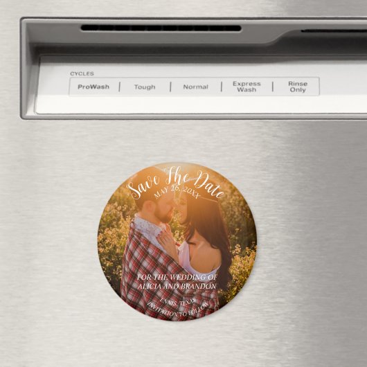 Eenvoudige elegante foto bruiloft moderne rustieke magneet (Insitu (Vaatwasser))