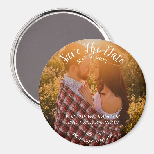 Eenvoudige elegante foto bruiloft moderne rustieke magneet (Voorkant / Achterkant)