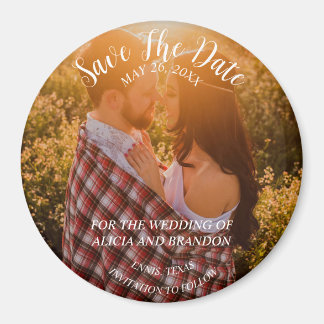 Eenvoudige elegante foto bruiloft moderne rustieke magneet