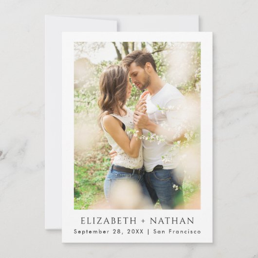 Eenvoudige elegante foto | Bruiloft Save The Date (Voorkant)