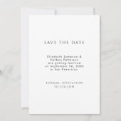 Eenvoudige elegante foto | Bruiloft Save The Date (Achterkant)